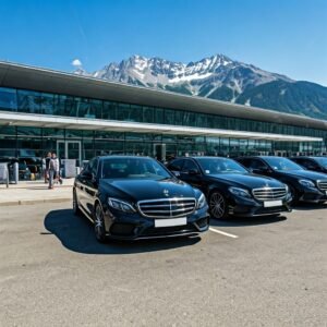 Black,Mercedes,Cars,Fleet,At,The,Innsbruck,Airport