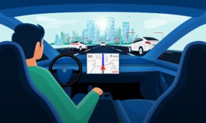 Autonomous,Smart,Driverless,Electric,Car,Self-driving,On,Road,To,City.