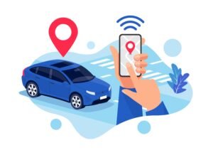 Vector,Illustration,Of,Autonomous,Wireless,Parking,Remote,Connected,Electric,Car
